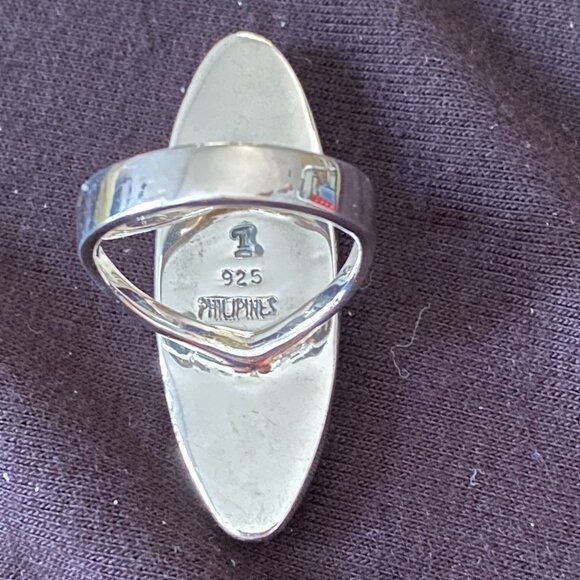 Turquoise & Spiny Oyster Ring.  Size 6-7.  Sterling Silver 925. - Picture 3 of 3